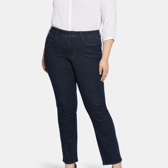 NYDJ Marilyn Straight Dark Wash High Rise Jeans Size 14 - Picture 1 of 8
